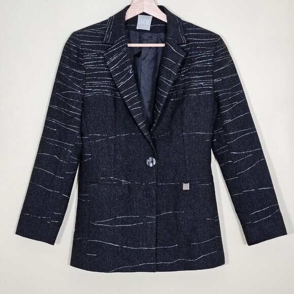 Sandro Blazer Women 38/M Gray Lined France Buttons LS Office Capsule VTG Classic - Picture 15 of 16